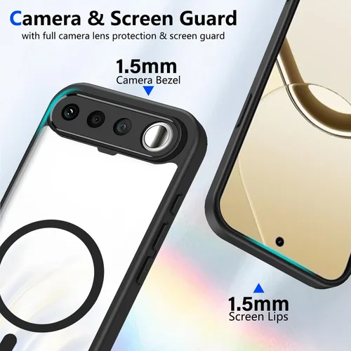 Vista 480 de Funda magnética transparente compatible con Xiaomi 17T, color negro 2 en 1 PC + TPU cubierta de teléfono a prueba de golpes, carcasa protectora