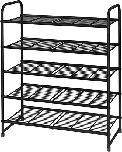 Vista 15 de Simple Trending - Zapatero apilable de 2 niveles, organizador de almacenamiento para zapatos de metal, negro