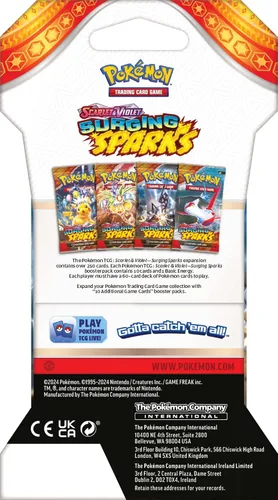 Vista 3 de Pokemon TCG Surging Spark – Paquete de refuerzo individual – El arte del paquete puede variar – 10 cartas