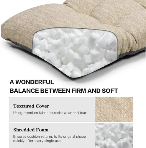 Vista 5 de baibu Almohadilla de banco clásica de 36 pulgadas de color sólido con lazos, almohada de banco rectangular súper suave para interiores y exteriores