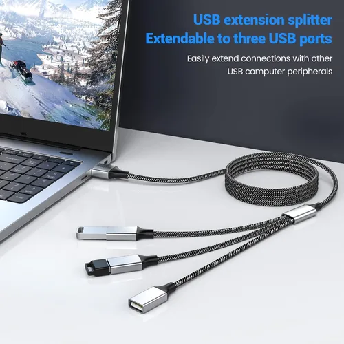 Vista 4 de MOGOOD Cable divisor USB 2.0 1 en 3 salidas USB A macho a 3 hembras Negro