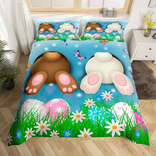 Vista 33 de Erosebridal Juego de funda de edredón de Pascua de conejos, tamaño Color 01