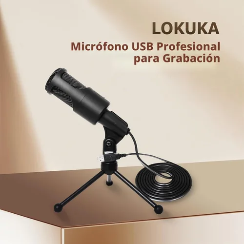 Vista 6 de Micrófono USB para PC, micrófono de condensador de podcast con interruptor de silencio de trípode plegable para transmisión, juegos, podcasting