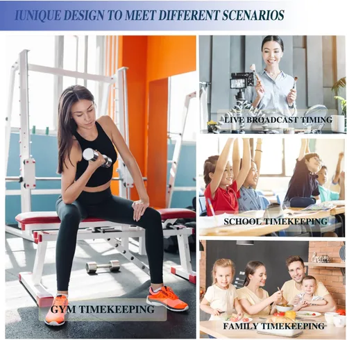 Vista 6 de Temporizador de fitness con botón cronómetro, adecuado para la escuela/exámenes/ejercicio en casa/gimnasio/gimnasio SMAHEAT temporizador electrónico