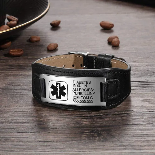 Vista 108 de OPALSTOCK Pulseras médicas personalizadas de silicona ajustable para identificación de emergencias, grabado gratuito, 9 pulgadas, resistente al