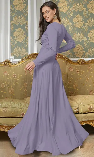 Vista 4 de KOH KOH - Vestido de manga larga para mujer con cintura imperio, otoño e invierno