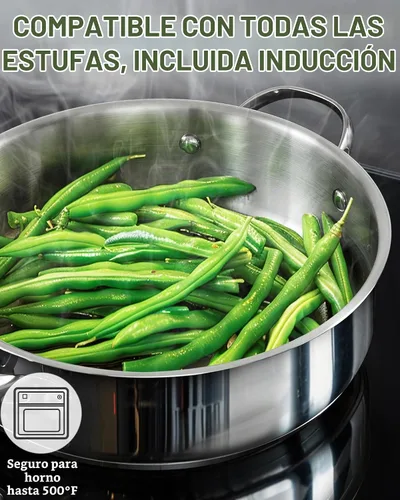 Vista 4 de Cooks Standard Sartén profunda, cubierta, de acero inoxidable revestido en múltiples capas, 5 cuartos de galón, 11 pulgadas., Acero inoxidable
