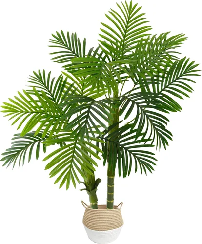 Vista 12 de Warmplants Árbol de ficus artificial, árbol de ficus falso de 4 pies de alto con canasta, planta sintética para interiores y exteriores, hogar, sala