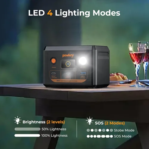 Vista 8 de powkey Estación de energía para portátil 30000mAh 100W Cargador portátil PD 3.0 Carga rápida 96Wh LiFePO4 Banco de energía con cable USB-C, batería