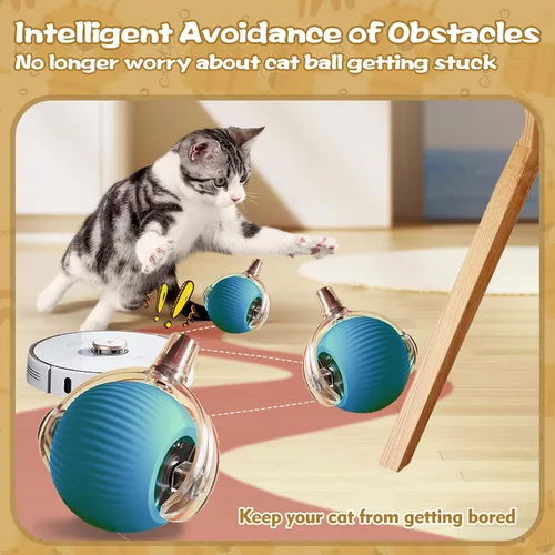 Vista 7 de Pelotas interactivas para gatos de interior, juguetes automáticos mejorados para gatos adultos aburridos en interiores, pelota, Peppy Pet Ball