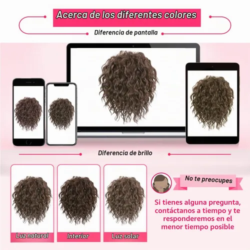 Vista 7 de Extension de cabello con moño desordenado, textura Yaki, con cabello suelto, ondulado y rizado, corto, con cordón de ajuste, extensiones de cola