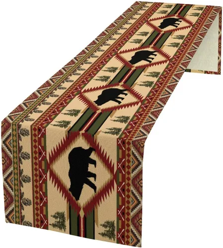 Vista 10 de YCness Camino de mesa con estampado de vaca, piel de vaca marrón, estilo occidental, decoración de casa de campo para el hogar, cocina, comedor, 13