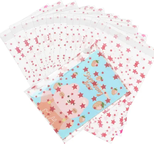 Vista 39 de 100 bolsas de regalo con estampado de estrellas de 3 x 5 pulgadas, bolsas de regalo de celofán, bolsas de regalo de celofán, bolsas de regalo