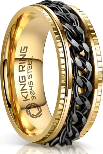 Vista 16 de King Ring 8mm Super Spinner Stainless Steel Fidget Rings – Designed in USA Negro
