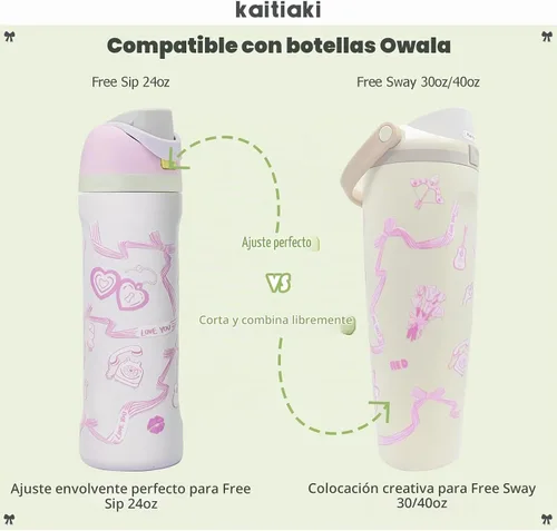 Vista 2 de Swiftie-Inspired - Adhesivo estético de transferencia UV rosa para Owala FreeSip 24 onzas, calcomanía para botella bonita y elegante inspirada