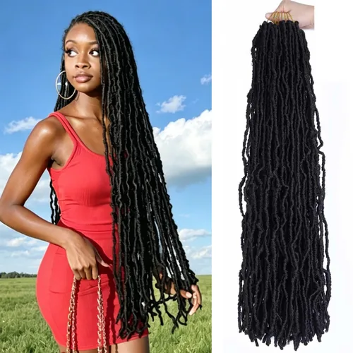 Vista 22 de 6 Paquetes Soft Locs Cabello de Ganchillo Pre Looped Faux Locs Trenzas de Ganchillo Goddess Locs Dreadlocs Cabello Sintético Para Mujeres Negras 1b