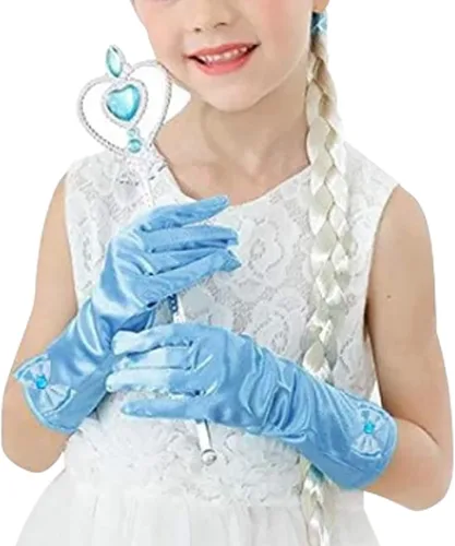 Vista 4 de Penta Angel Guantes de vestir de princesa con lazos largos para niñas y niños pequeños