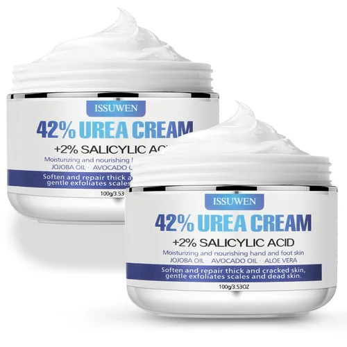 Vista 9 de 2 paquetes de crema de urea 42% más ácido salicílico 2%, crema de pies de lavanda de 7.06 onzas para talones secos agrietados, tratamiento