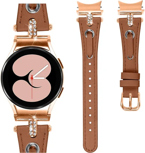 Vista 23 de DEALELE Correas compatibles con Samsung Galaxy Watch 6/6 Classic / 5/5 Pro / 4/4 Classic/Galaxy 3 1.614 in / Active 2, correa de repuesto de cuero