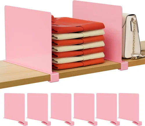 Vista 28 de HBlife 6 separadores de estantes negros, organizador vertical de bolso para armario, perfecto para suéteres, camisas, bolsos en el dormitorio