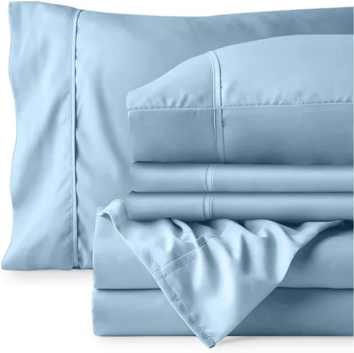 Vista 117 de Bare Home Sheet Set 1800 Ultra-Soft with 2 Pillowcases (Twin XL, Dark Blue)