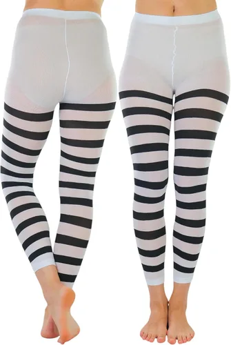 Vista 12 de ToBeInStyle Medias de contraste de rayas horizontales anchas para mujer, medias opacas Negro y rosa muñeca