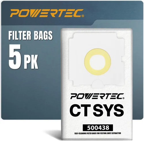 Vista 11 de Bolsas de filtro autolimpiante POWERTEC 497539 para extractor de polvo Festool CT48, bolsas de vacío para Festool CT48, paquete de 5 (75055)