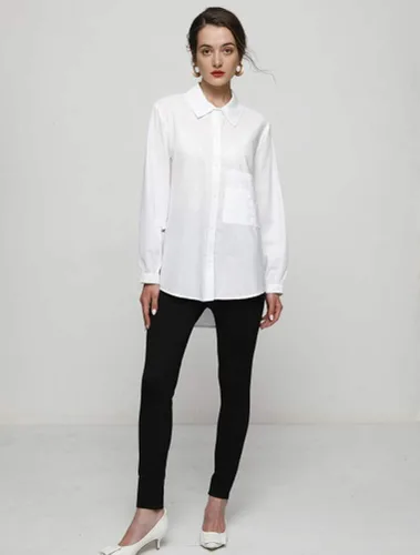 Vista 6 de Minibee Blusa de manga larga con botones para mujer túnica de algodón alta y baja