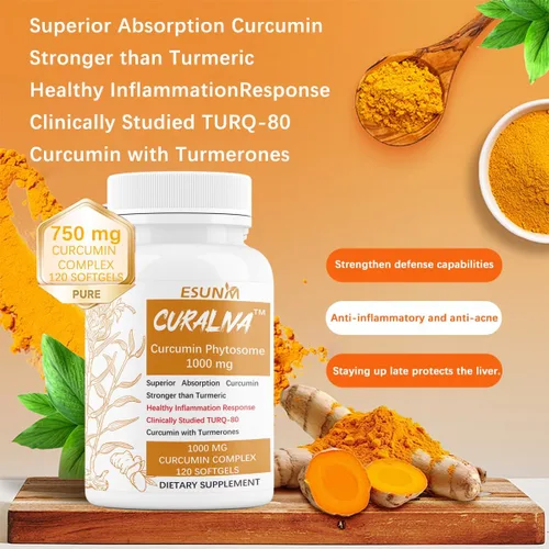 Vista 5 de ESUNM Curaliva Curcumin Phytosome 1000 mg - Suplemento dietético con complejo de curcumina de alta potencia - Apoya la salud en las articulaciones