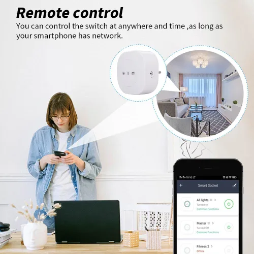 Vista 4 de Enchufe inteligente Wifi compatible con Alexa, Google Assistant, control de aplicación y voz, no requiere concentrador, Italia (10 A)