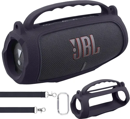 Vista 10 de co2CREA Funda de silicona para altavoz Bluetooth JBL Charge 5 portátil a prueba de agua, funda de viaje suave con correa para el hombro, funda