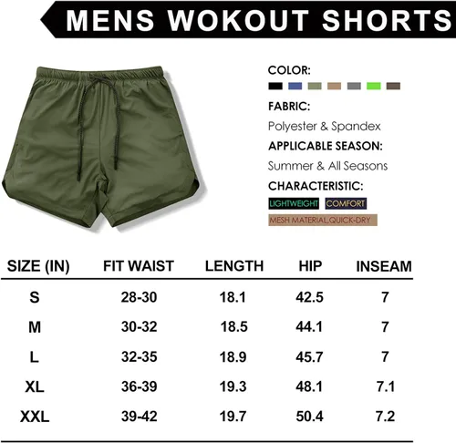 Vista 7 de Leidowei Pantalones cortos para correr 2 en 1 para hombre, ligeros, para entrenamiento, yoga, gimnasio, 7 pulgadas con bolsillos con cremallera