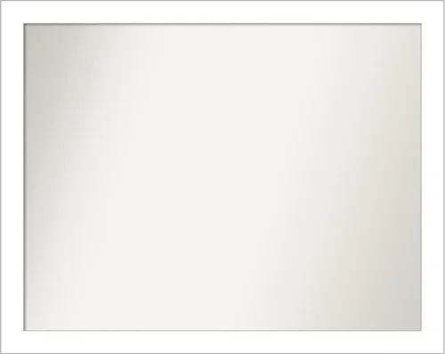 Vista 296 de Amanti Art Espejo de baño blanco para sobre el fregadero, 24 x 26 pulgadas, espejo rectangular blanco y blanco, marco de madera contemporáneo