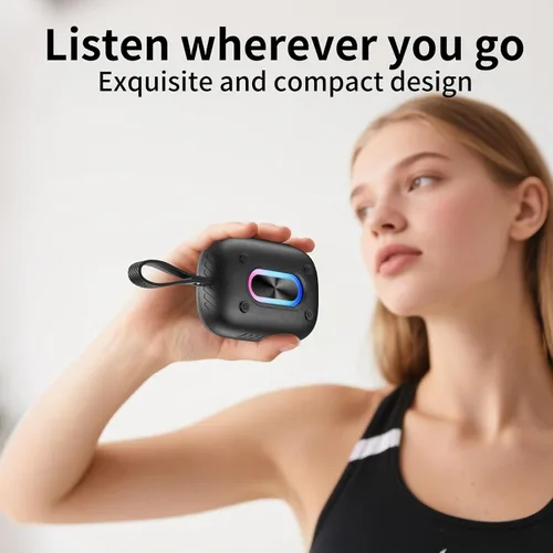 Vista 7 de Altavoz Bluetooth impermeable para ducha, duradero y portátil con sonido claro, ideal para ducha, piscina, playa y kayak, BT 5.3 - Negro