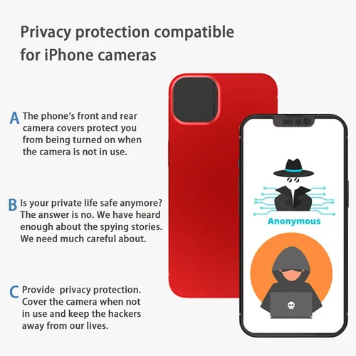 Vista 6 de Funda de privacidad compatible con iPhone 13/iPhone 13 Mini con funda para cámara frontal iPhone 13, protege la privacidad y la seguridad, pero