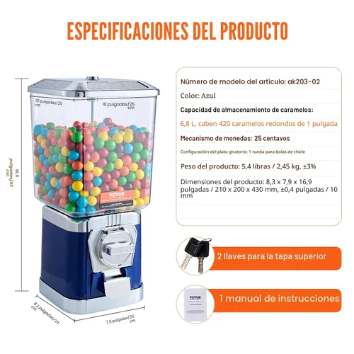 Vista 7 de VEVOR Máquina expendedora, banco de chicles clásico, máquina de chicles y caramelos de gran capacidad de carga, minimáquinas expendedoras, máquina