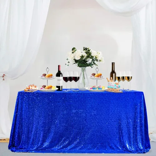 Vista 18 de Partisout - Mantel redondo de lentejuelas de 48 pulgadas color rosa brillante - Cubierta de mesa con purpurina brillante para boda, cumpleaños Rosa