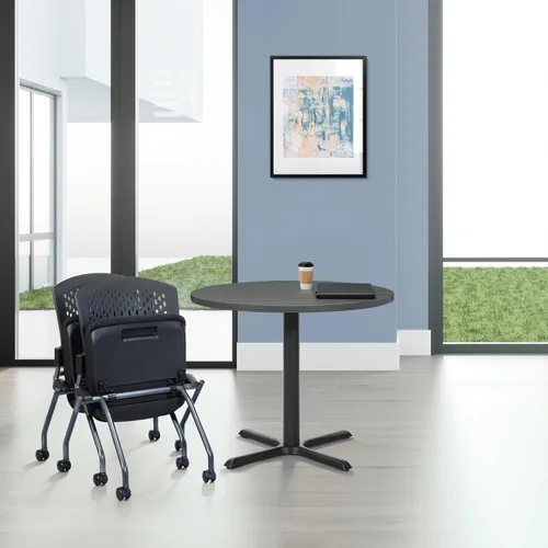 Vista 12 de Office Star - Silla anidadora plegable de plástico ventilado alrededor de la espalda, paquete de 2, tela FreeFlex de carbón