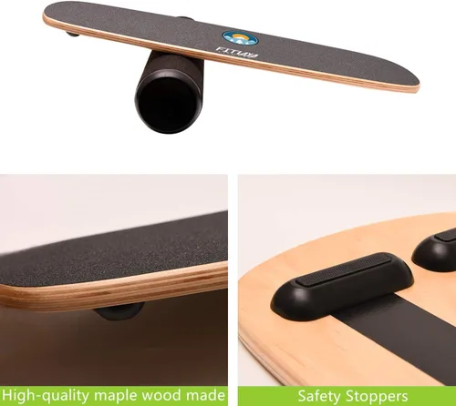 Vista 4 de Fitlaya Fitness Equipo de entrenamiento de madera para entrenamiento de fitness, hockey, patineta, surf y snowboard