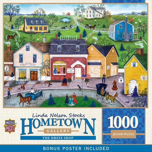 Vista 3 de Masterpieces Rompecabezas de 300 piezas para adultos y familias – The Dress Shop – 19.25 x 26.63 pulgadas