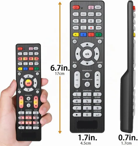 Vista 5 de Control remoto universal de TV con botón de iluminación compatible con LG, Samsung, Philips, Panasonic, Sharp TCL, Vizio, Sony, Sanyo, Toshiba