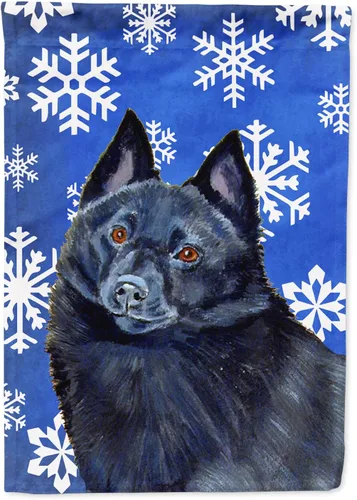 Vista 216 de Caroline's Treasures SC9374GF Bulldog English Snow flakes Holiday Garden Flag Buzón Bandera decorativa para patio exterior, patio, obras de arte