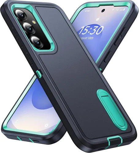 Vista 25 de BaHaHoues Funda protectora de grado militar para Samsung Galaxy S25 Plus con soporte integrado, a prueba de golpes y caídas (morado noche/rosa bebé)