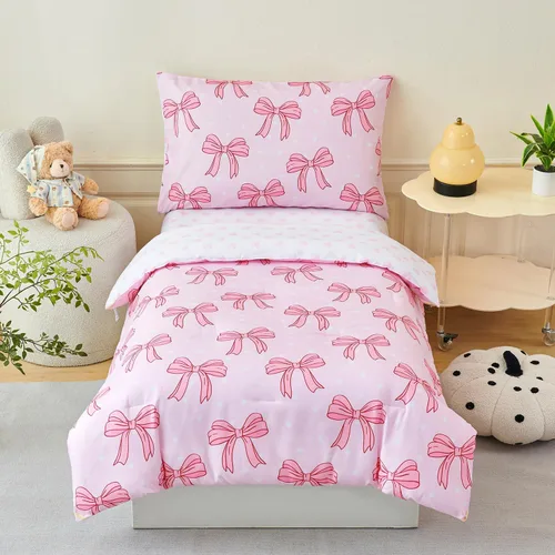 Vista 15 de PERFEMET Juego de cama de 4 piezas para niños pequeños con edredón de autos para niños, reversible, ligero, vehículos azules, juego de cama