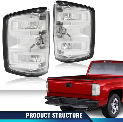 Vista 8 de PIT66 Luces traseras compatibles con Chevy Silverado 1500 2500 HD 2016-2019, compatibles con GMC Sierra 3500 HD 2016-2019, lámparas de freno