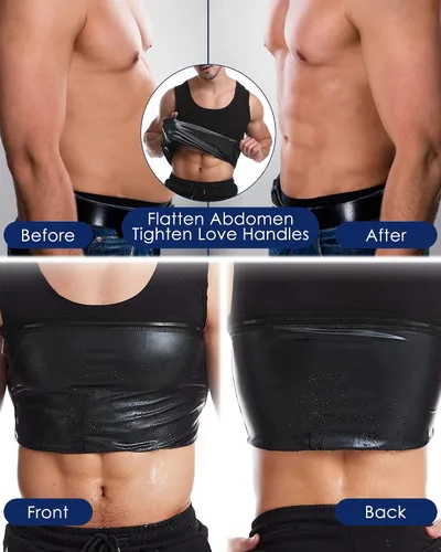 Vista 6 de CGTFY - Camisetas de compresión de ginecomastia para hombres, camiseta sin mangas de compresión atlética, chaleco adelgazante para moldear el cuerpo