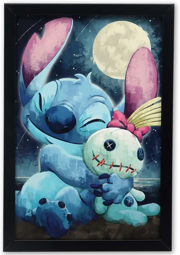 Vista 13 de Disney Lilo and Stitch Always Look On the Bright Side - Arte de pared de madera enmarcado Bonito arte de pared de puntada para decoración del hogar