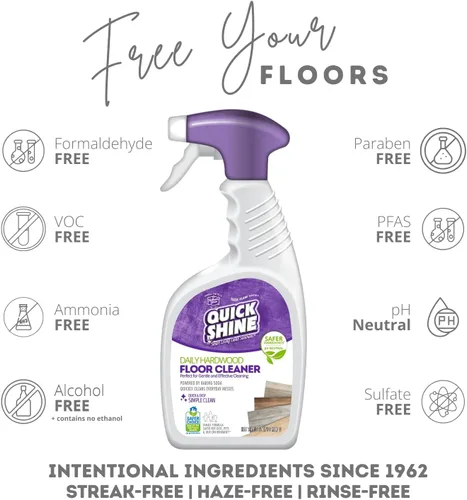 Vista 3 de Quick Shine Limpiador de pisos de madera dura, cuidado diario, 24 onzas, limpia naturalmente la suciedad y las marcas de rozaduras, disuelve