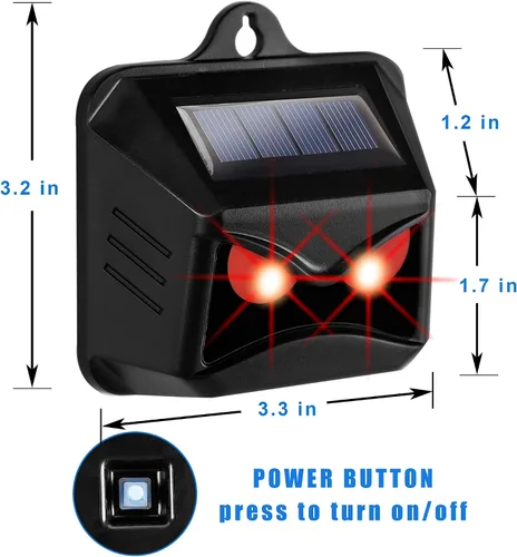 Vista 2 de Phosooy Paquete de 6 unidades repelentes solares de animales, ojos depredadores, centinelas disuasorias de animales con luces LED rojas parpadeantes