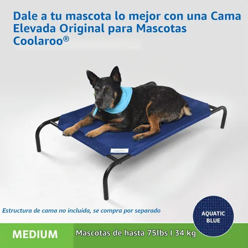 Vista 4 de Coolaroo The Original - Funda de repuesto para cama elevada para mascotas, tamaño mediano, azul acuático